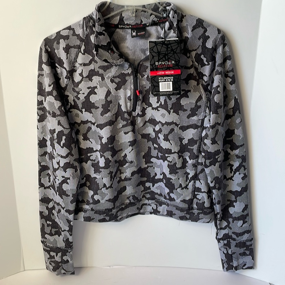 Spyder  Active Women's Size Medium  1/4 zip up Pullover NWT camo Quick Dri